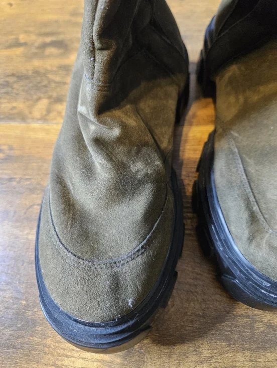 Farm Rio Women's US 7 EU 38 Knee High Olive Green Army Faux Suede Boots SCUFF - Picture 13 of 15